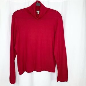 Linea Donna Womens 100% Fine Merino Wool Red Cowl Neck Sweater XL